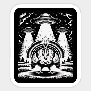 Invasion Funny Thanksgiving Meme Alien Turkey UFO Selfie Sticker